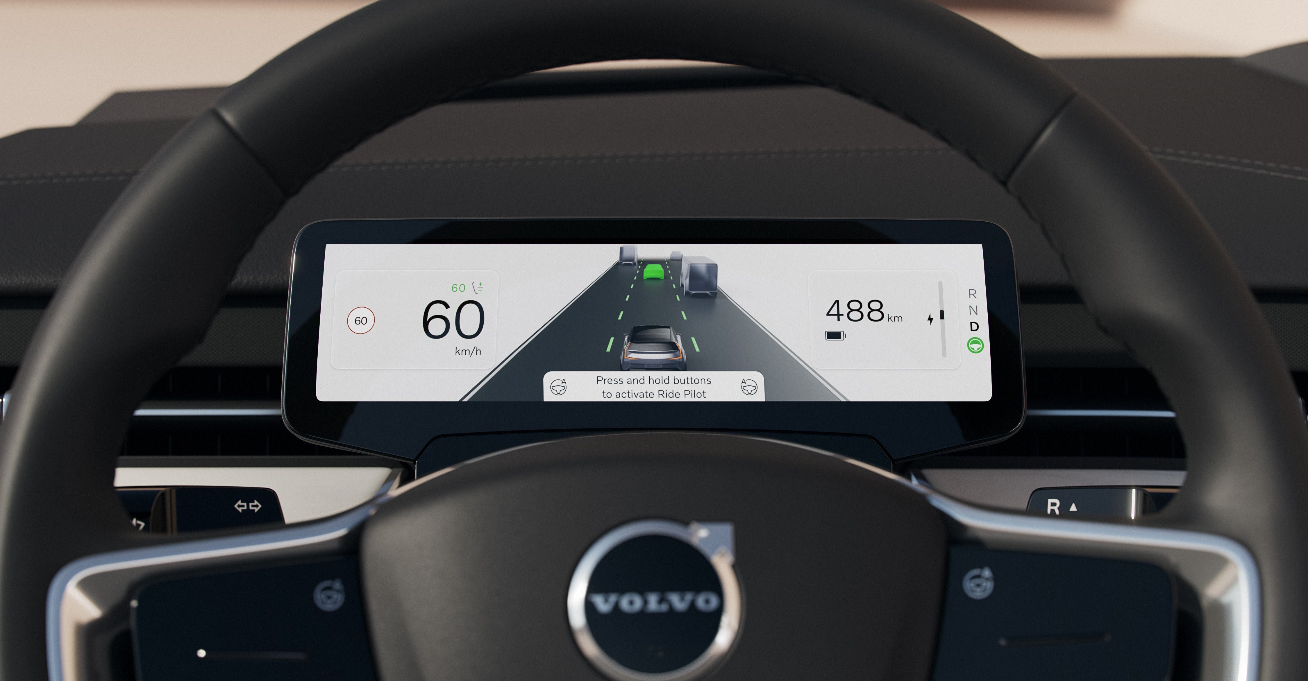 Dashboard und Digitalanzeige ein modernes Auto, Kilometerstand